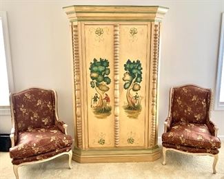 $700  Trouvilles painted armoire -  84" H, 54" W, 23" D.