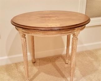 $200 Solid wood round table - as is scratched on surface   24" H, 26" diam. 