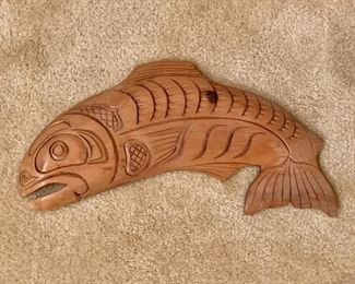 $60 Wood carved salmon 