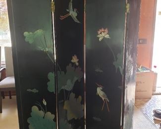 Amazing! Asian wood lacquer screen room divider