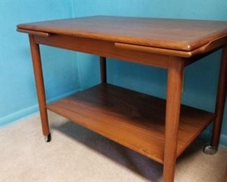 Dyrlund Denmark teak cart with extendable leaves