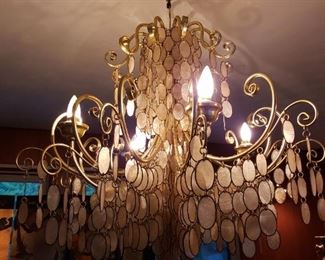 MCM capiz shell chandelier 