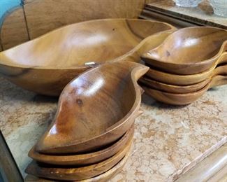 Monkeypod wood salad set