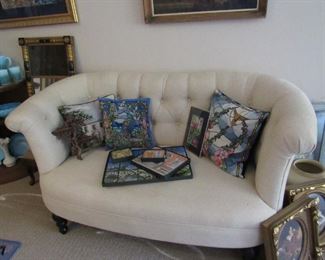 Quality love seat, hand done needlepoint pillows and more