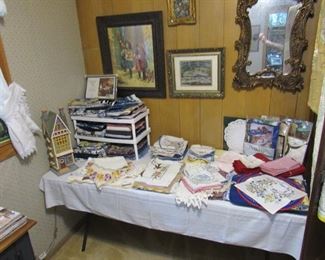 More fabric, antique and vintage linens, artwork and more