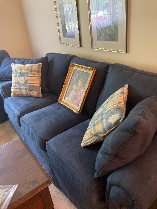 3 seat sofa, navy blue in great shape