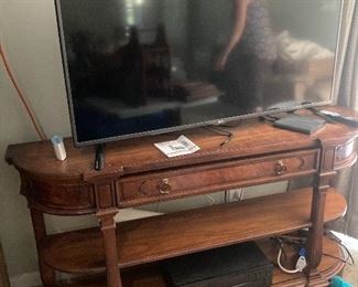 nice TV Stand with shelving and drawer for storage