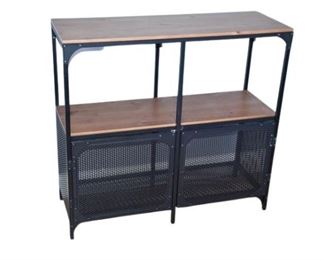 7. Modern Industrial Wood and Metal Shelving Unit