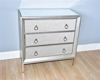 29. Silver Three Drawer Chest With Glass Top
