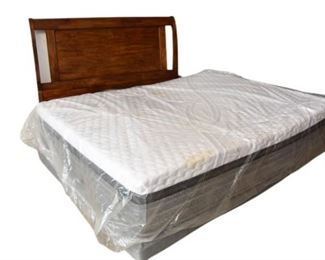 67. Wooden Headboard and Footboard With Mattress and Box Spring