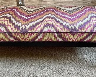 Custom Upholstered Bench with flame stitch fabric