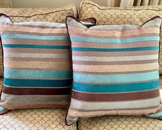 (2) Striped Pillows