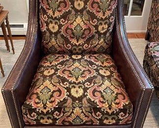 Leather Upholstered Armchair with Nailhead Trim