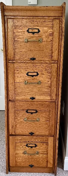 Oak 4 drawer file cabinet