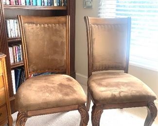pair of suede covered chairs