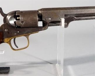 Colt 1849 Pocket .31 Cal Black Powder Revolver SN# 162728, 6" Bbl, G. C. Engraved On Frame Near Butt, Stagecoach Scene Embossed On Cylinder, 1860 Mfg