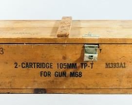 Wood Ammunition Crate With Rope Handles And Hinged Lid, 8" High x 44" Long x 14.25" Deep