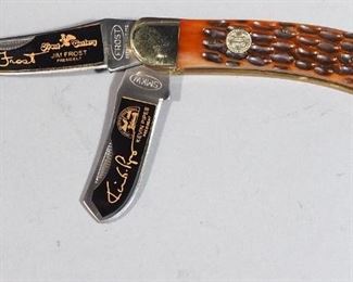 Pioneer 4 Piece Knife Set 11 2021 CW, Frost Farmers Congress Knife With Stag Handle, And Frost Cuttin Horse Stockman Knife With Bone Handle