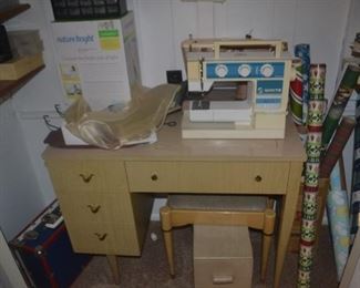 White brand sewing machine has been sold.  Sewing cabinet and bench are still available.  