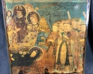 Vintage 1960s Religious Art on Wood Under Resin