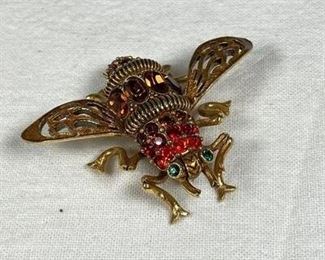 Joan Rivers Rhinestone Bug Beetle Pin Brooch