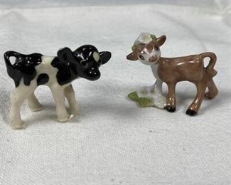 Vintage Hagen Renaker Cow Calf Miniature Figurine Pair