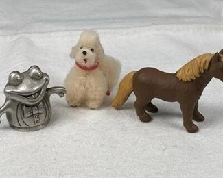 Miniature Animal Lot Poodle Horse Frog