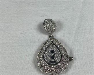 Vintage Rhinestone Covered Watch Pendant