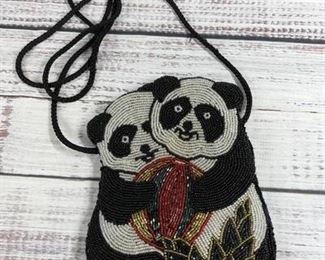 Vintage Beaded Panda Bag Purse