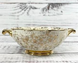 Homer Laughlin Georgian Gold vintage floral printed bowl