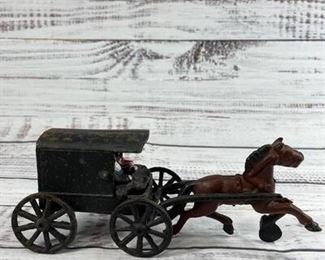 Vintage Amish Family Horse Drawn Carriage