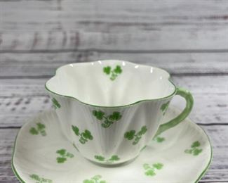 Shelley China Three Leaf Clover Tea Cup and Saucer
