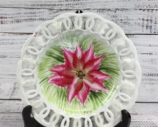 Vintage Painted Flower Plate Decor