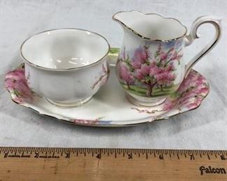 Royal Albert Bone China Cream Sugar Set with Tray in Blossom Time