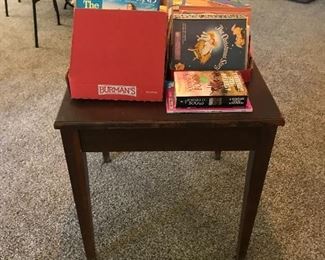 childrens books and movies and lamp/side table