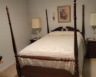Thomasville solid wood cherry high poster full bed