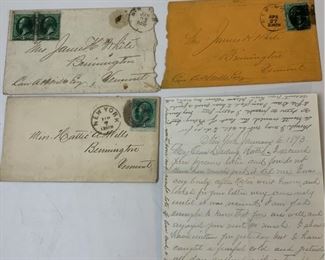 1870's covers and Letter NY to Bennington, VT 