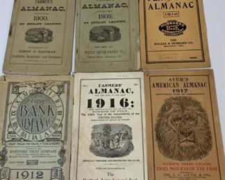 6 Antique Almanacs 1900-1917