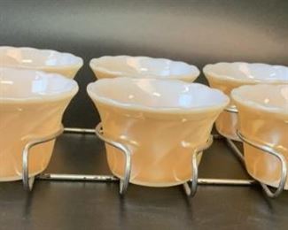 Fire King Custard dishes in holder