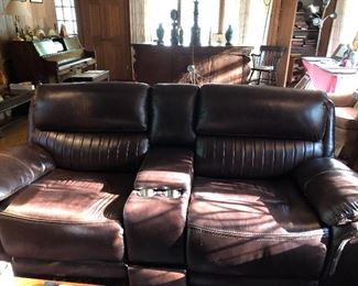 Leather reclining sofa