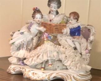 German Dresden porcelain lace lady children