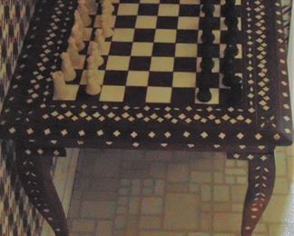 18" square Chess Table with inlaid bone