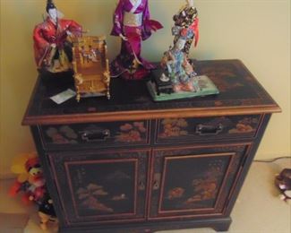 Japanese Lacquer cabinet, Japanese Dolls sold Separately