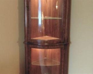 Curved Front Curio Cabinet 17x17 x68, with 2 doors and glass shelves, 1 of 3