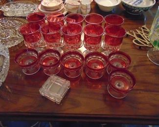 Ruby cut to clear water glasses and sherbets