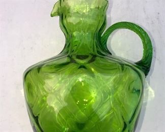 Applied handle water pitcher = patchwork green