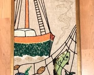 Vintage 1960 Pebble Art - representing Pisces 