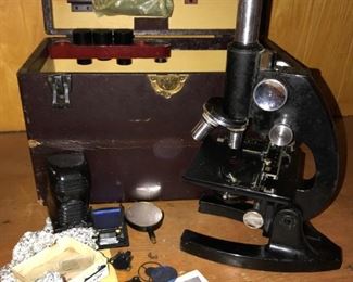 Antique cast Iron microscope 