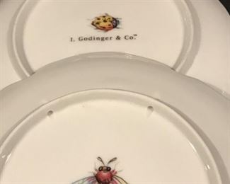 Set of 4 sandwich plates depicting butterflies , dragonflies etc...