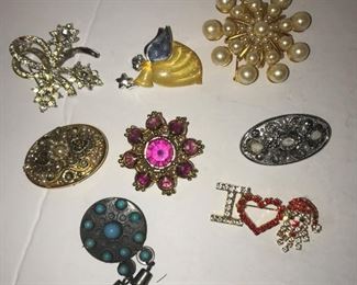 Costume jewelry pins ~ some signed